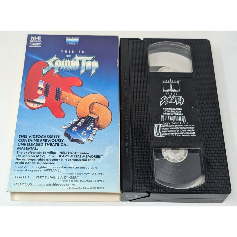 This Is Spinal Tap VHS Nelson Entertainment 1987 1st‎ Release Comedy Movie